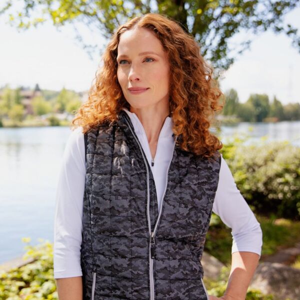 Cutter &amp; Buck Rainier PrimaLoft Womens Eco Insulated Full Zip Printed Puffer Vest Thumbnail