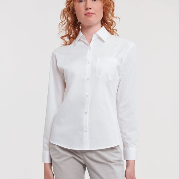 Ladies&#39; Long Sleeve Classic Pure Cotton Poplin Shirt Thumbnail