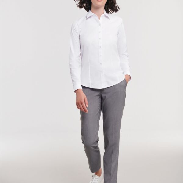 Ladies&#39; Long Sleeve Tailored Herringbone Shirt Thumbnail