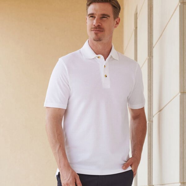 Classic cotton piqué polo with stand-up collar Thumbnail