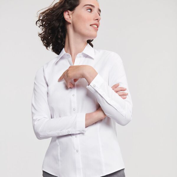 Women&#39;s long sleeve herringbone shirt Thumbnail