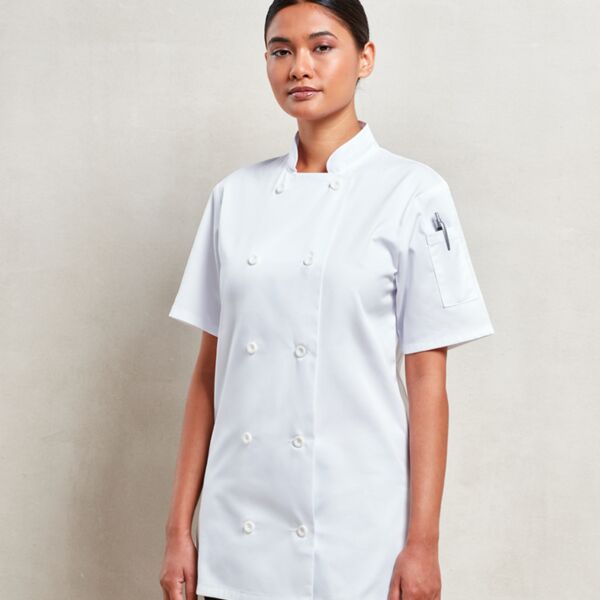 Premier Ladies Short Sleeve Chef&#39;s Jacket Thumbnail